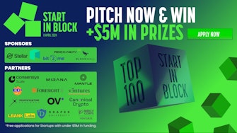 Paris Blockchain Week announces its #StartinBlock competition in partnership with, Morningstar Ventures, Consensys, Mirana, and more.