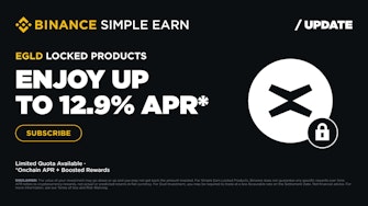 Binance Simple Earn launches a Locked Products update on MultiversX $EGLD with up to 12.9% APR in rewards.